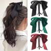 Elegant Hair Claw Bowknot Design Satin Bow Ribbon Banana Gripper Solid Color Ponytail Clip Women Headwear Hair Accessories