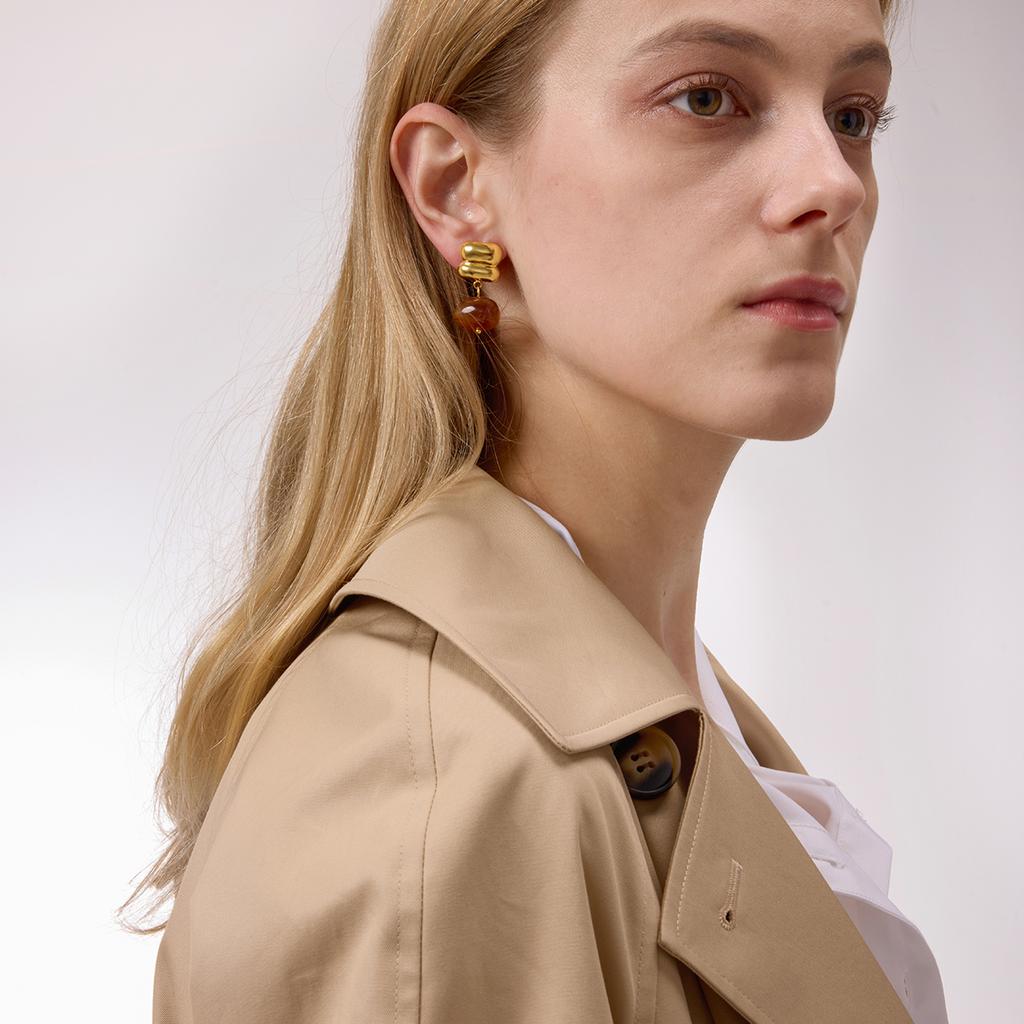 Youthway Vintage Resin Drop Earrings For Women Minimalist  Gold Plated Stainless Steel Earrings Simple Fashion Jewelry Gift