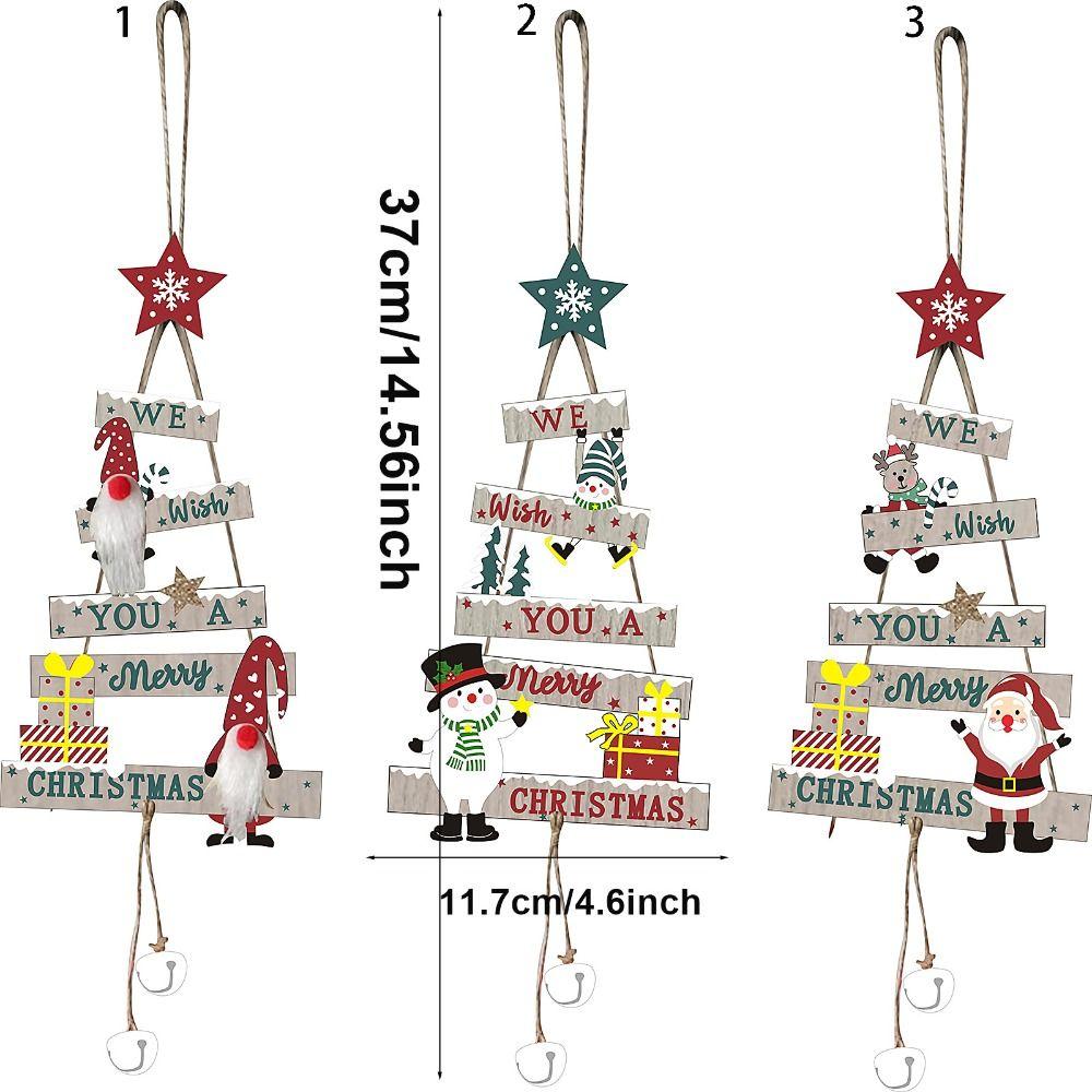 Snowman Wooden Door Signs Wooden Santa Door Bell Christmas Wooden Pendant  Party Supplie