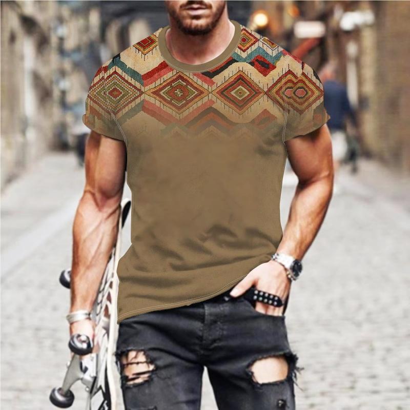 

Футболка размера XXS-6XL Plus для мужской одежды, винтажная футболка с этническим узором, летние свободные топы унисекс с коротким рукавом и круглым вырезом L