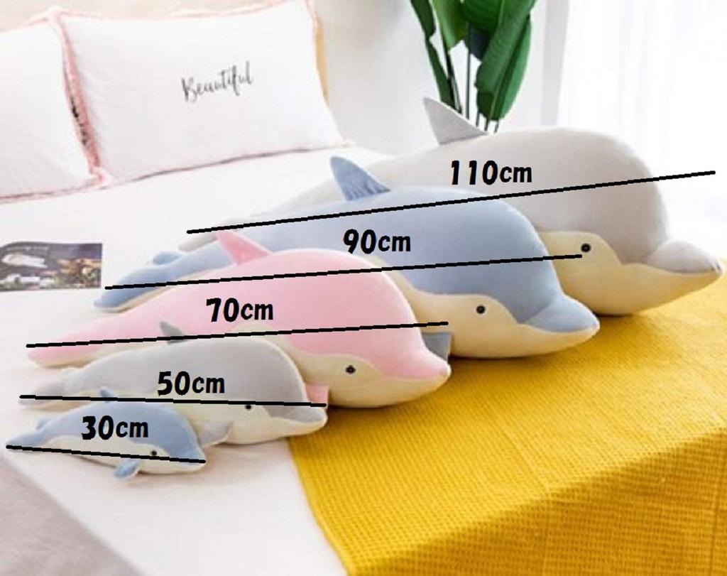 Dolphin Body Pillow - Fluffy and Snuggly, Dream of Swimming with Cute Dolphins In the Ocean (Blue, 70cm)