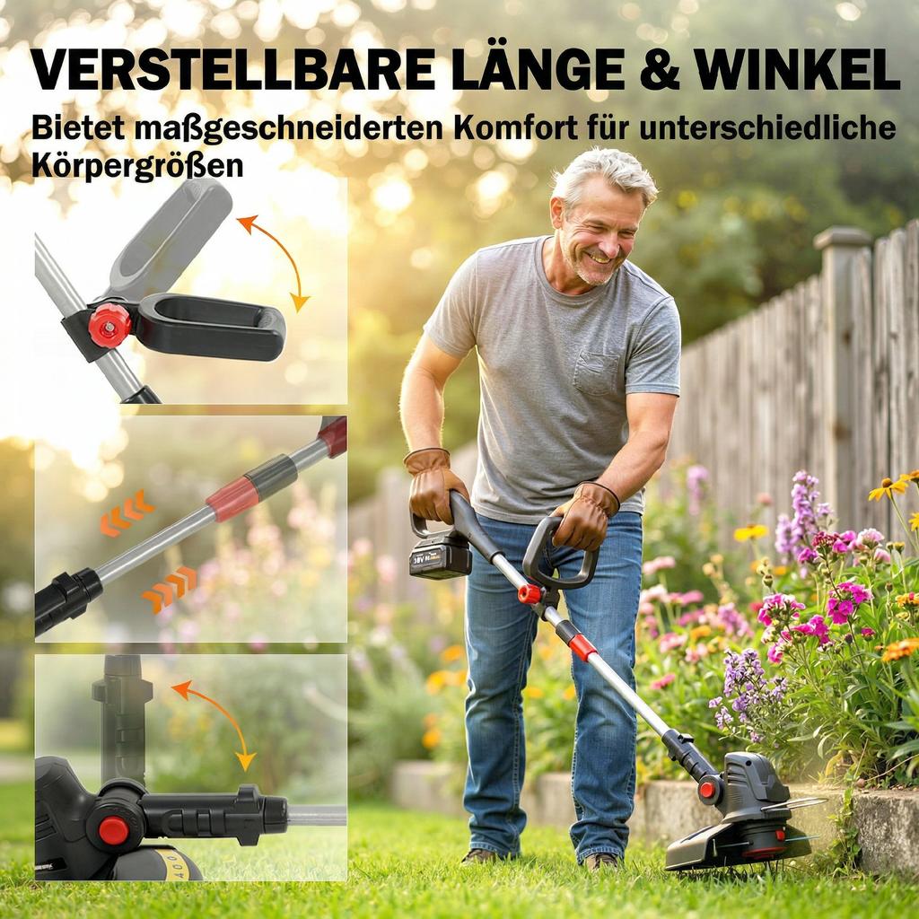 Cordless Grass Trimmer 2-in-1 Brush Cutter with 30 cm Cutting Width