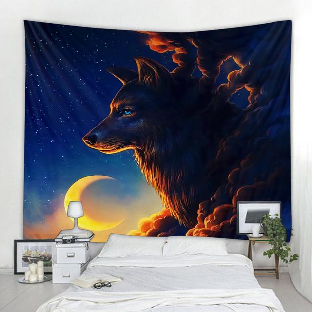 

Волк креативный гобелен настенное украшение тигр лев узор гобелены домашний текстиль стены богемное украшение Tapiz 230x180cm