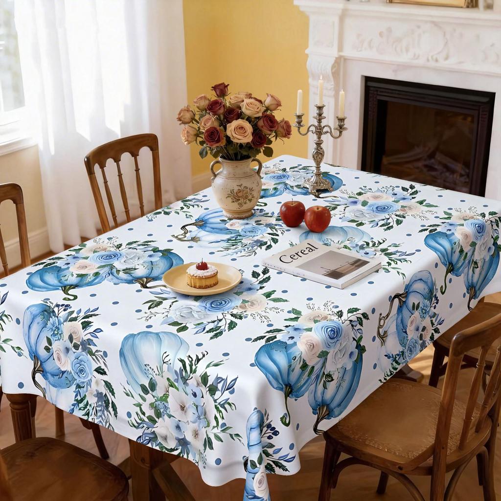 Thanksgiving Tablecloth Autumn Pumpkin Exquisite Polyester Printed Tablecloth OilProof And AntiFouling Holiday Decorative Table Cloth