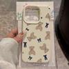 Cute Little Bear Bow Pattern Lychee Phone Case For iPhone 17 Pro Max 11 12 13 14 15 16 Pro 17 Air 15 Plus X XS XR 16E Soft Cover
