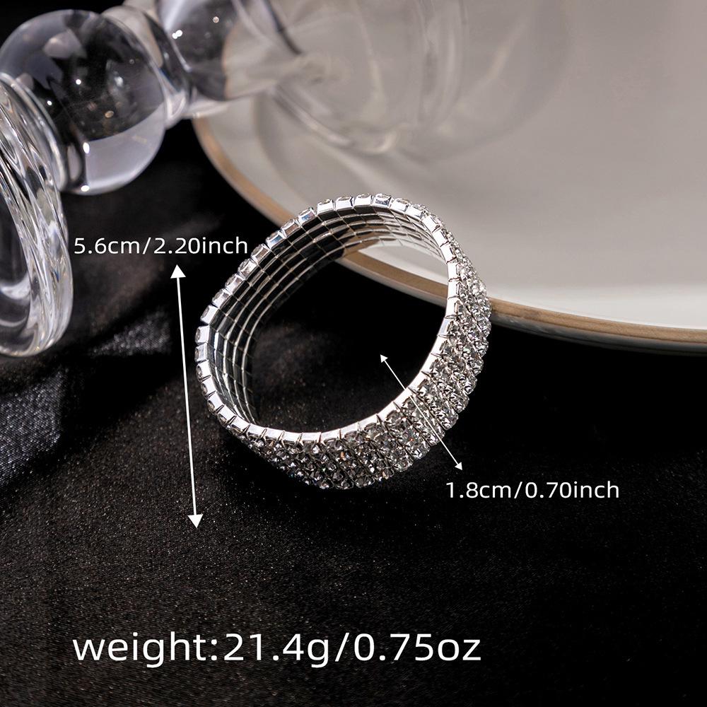 Exaggerated Multi-row Shiny Diamond Elastic Bracelet for Women