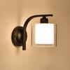 Modern wall lamp retro milky white glass lampshade bedroom staircase bedside lamp attic interior black E27 base home decoration