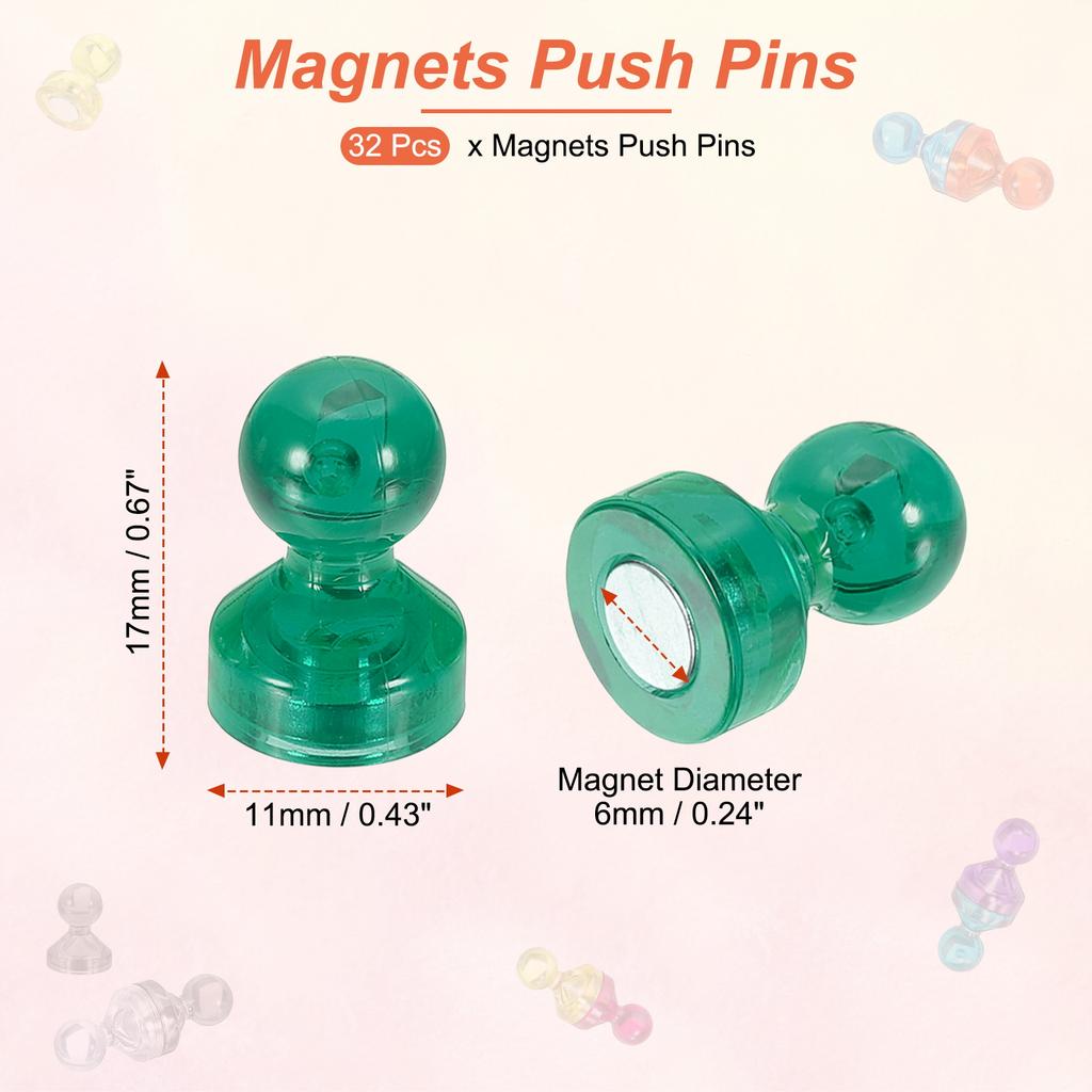 32Pcs Magnets Push Pins Strong Fridge Magnets Magnetic Whiteboard Decorative Thumbtacks for Refrigerator Locker Calendar Office