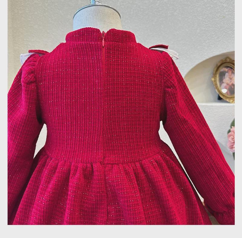 Girls' Winter New Style Chinese Princess Dress: Red New Year Outfit