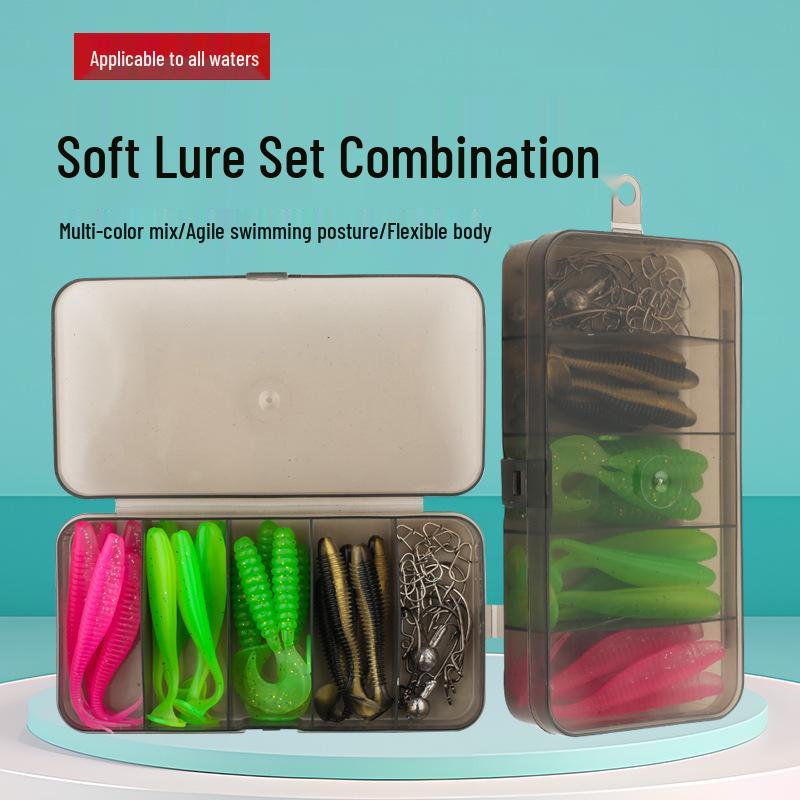 Zweifarbiges Weichköder-Köder-Set mit Bleikopfhaken - Grenzüberschreitendes Angelset