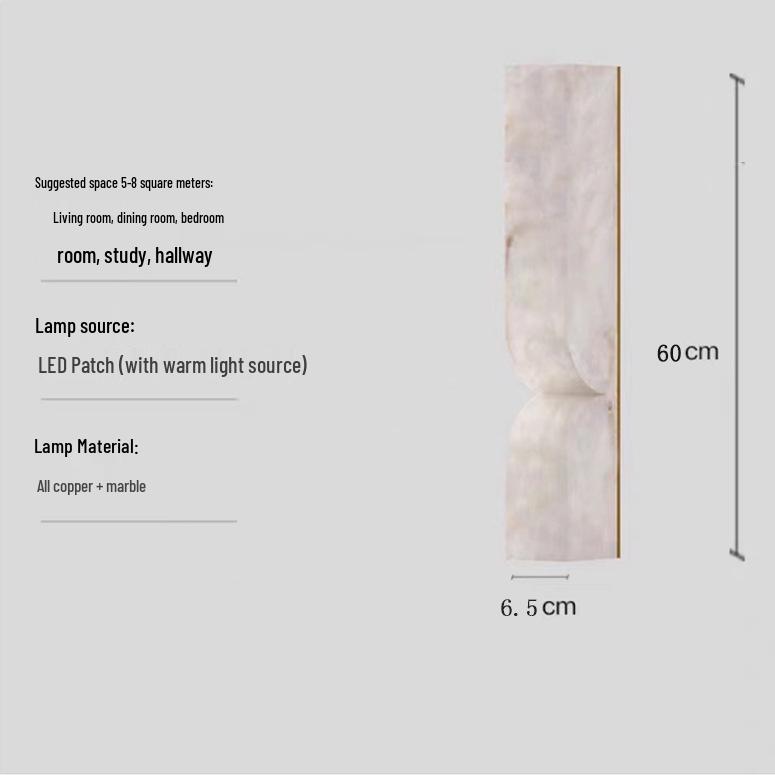 Minimalist All-Copper Marble Wall Lamp - Luxury Design for Living Room or Bedroom