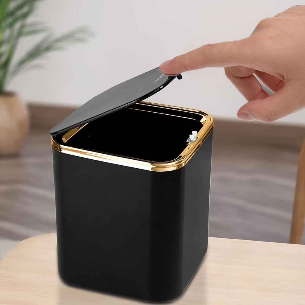 Mini-Abfalleimer mit Deckel 2L Desktop-Müllkorb Tisch Kunststoff-Mülleimer Bürobedarf Abfalleimer für Esszimmer Badezimmer Auto