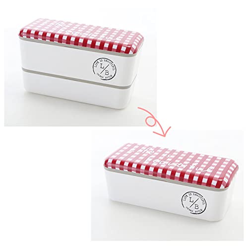 Showa Lunch Box Long Square Nest Lunch Box Gingham Check Navy 2 Tiers Lower Tier 280ml Upper Tier 450ml Compact Storage Type Made in Japan 77075 L/B