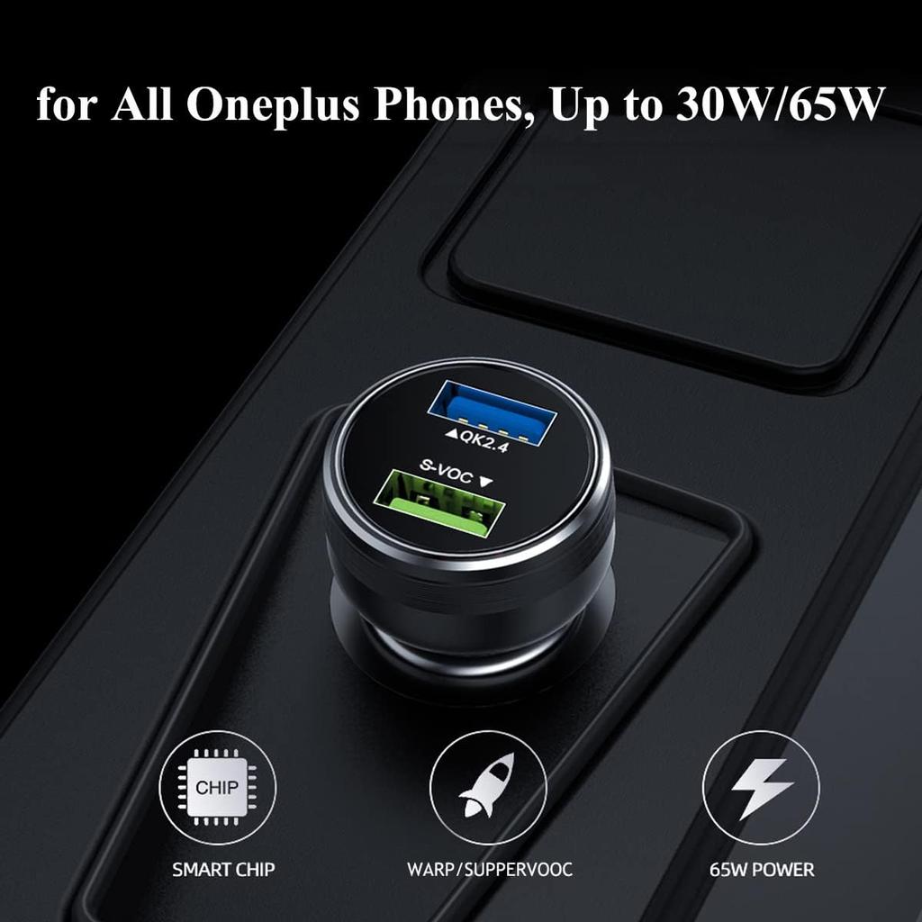 Warp Charge 30W 65W Car Charger Supervooc for Oneplus 12 12R 11 10 9 Pro Open 9R 8T 10T 8 7T Nord N20 N300 N10 N100 N200 N30 SE 5G Dash Charge Car