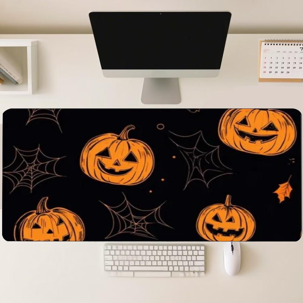 Boo Cute Ghost Black Cat Jack O Lantern Stars Leaves Large Gaming Desk Mat Non Slip Rubber Base Xxl Mouse Pad For Fantasy Art
