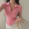 Summer Women's Y2K Style Sexy Zipper Lapel Yoga T-Shirt