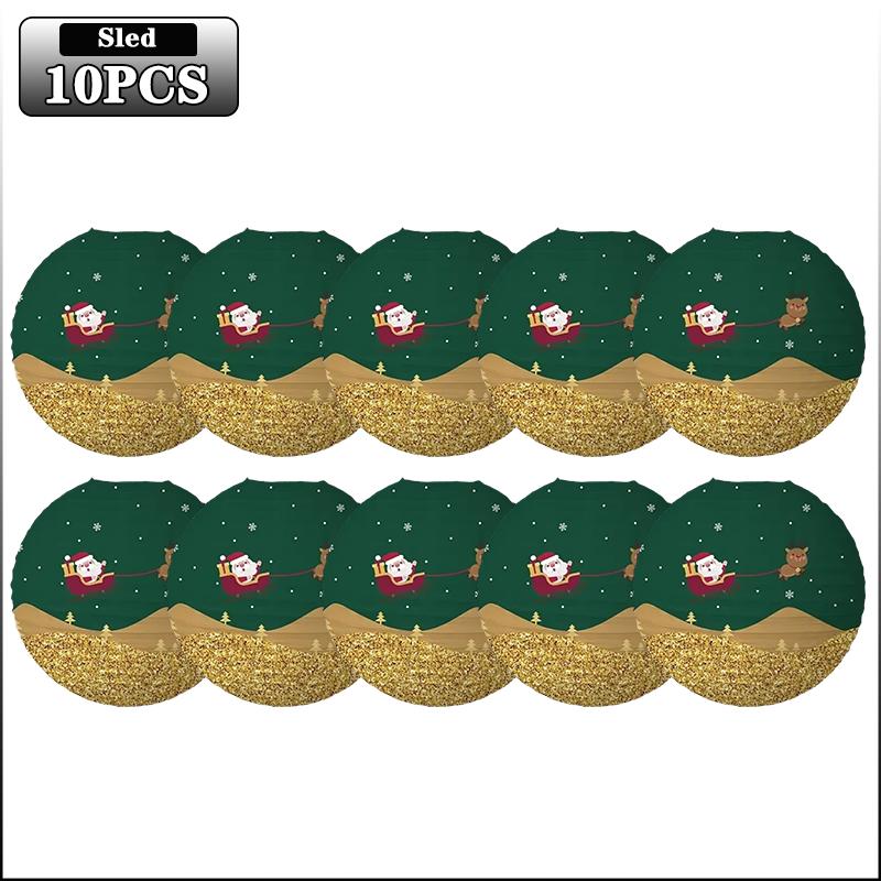 1-20PCS Christmas Paper Lanterns Santa Snowman Reindeer Hanging Lanterns for Xmas Party Decorations Holiday Home Decor Gifts