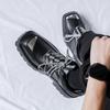 Men Thick Soled Square Toe Leather Shoes Casual Business Dress Shoe Male Brand Lace Up Oxfords Split Leather Formal Wedding Shoe