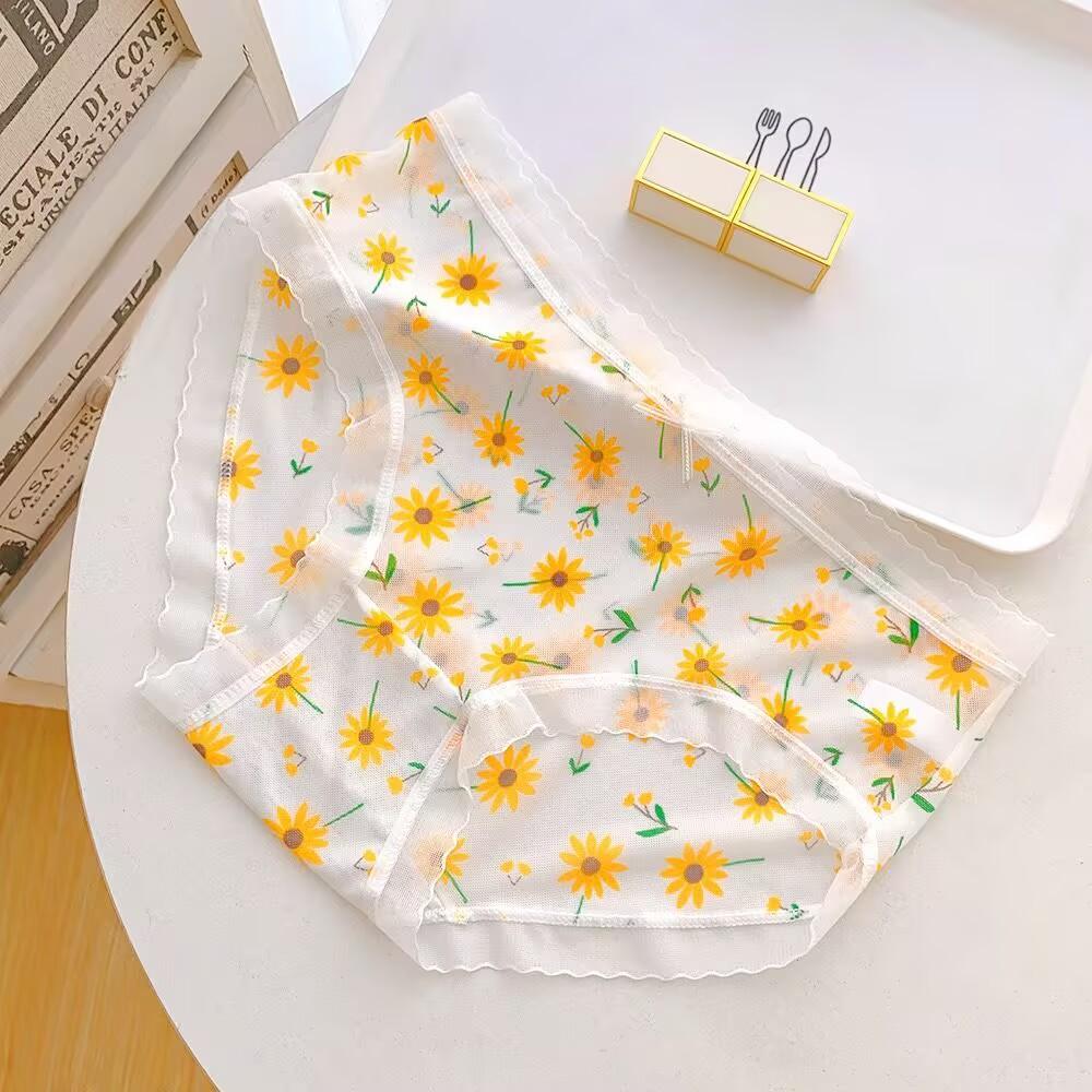 Dámské krajkové spodní prádlo, roztomilé kalhotky s středním pasem, bezešvé kalhotky, roztomilé kreslené kalhotky, dámské spodní prádlo