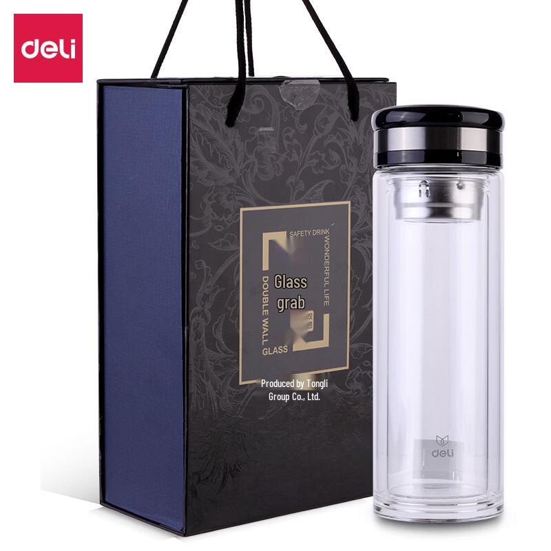 

Deli 400ml Double-Layer Glass Tea Tumbler with Infuser