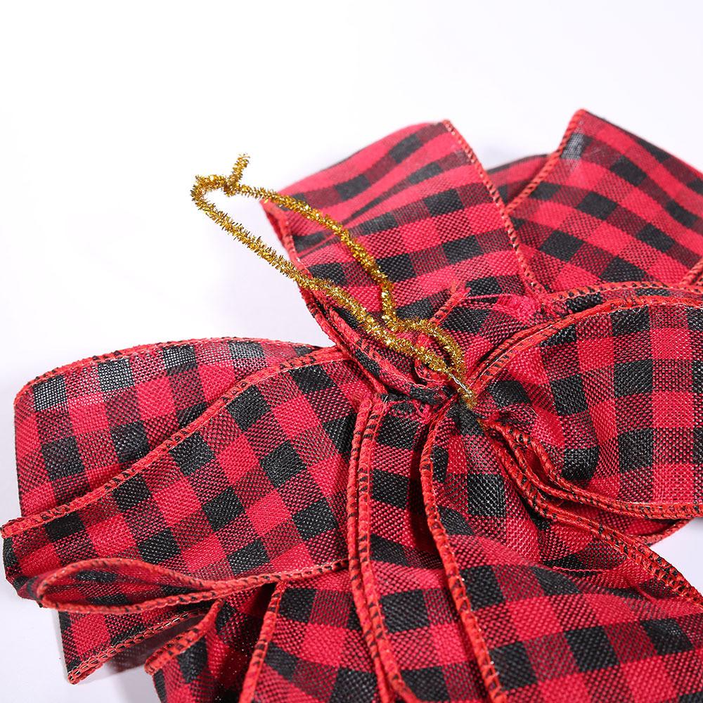Red Unique Large And Black Checkered Christmas Tree Top Bow For Vibrant Celebrations Holiday