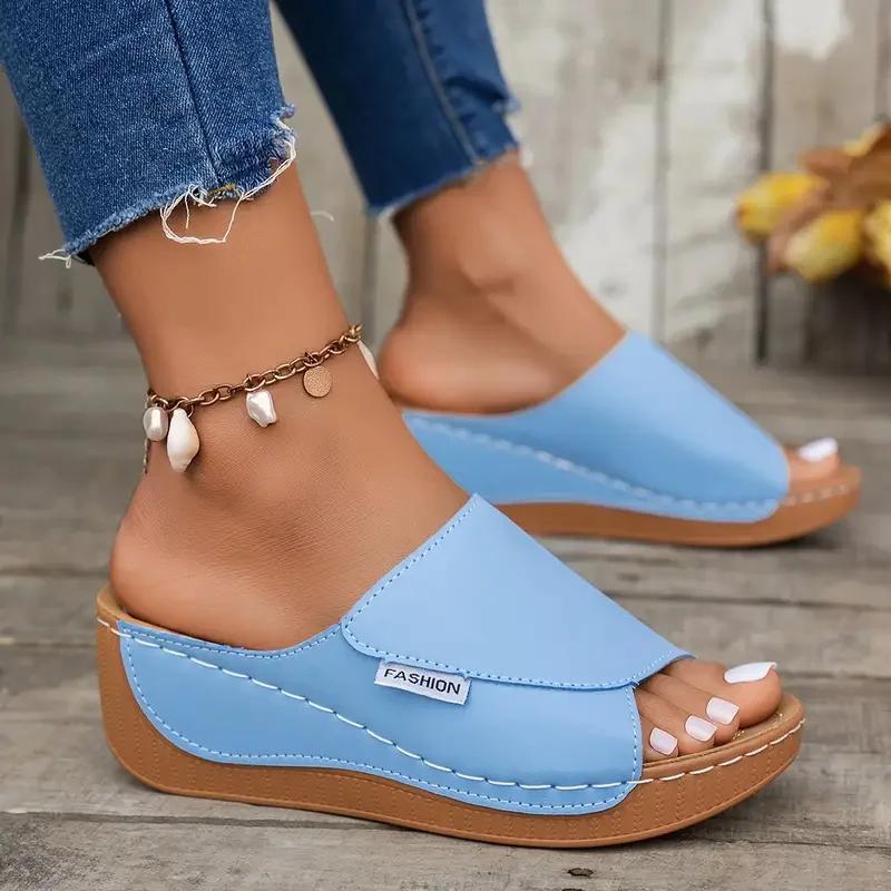 Fashion 2025 Women Slippers Footwear Casual Summer Anti-slip Women Shoes Comfortable Luxury Slippers Heeled Wedges Sandals Slides Women