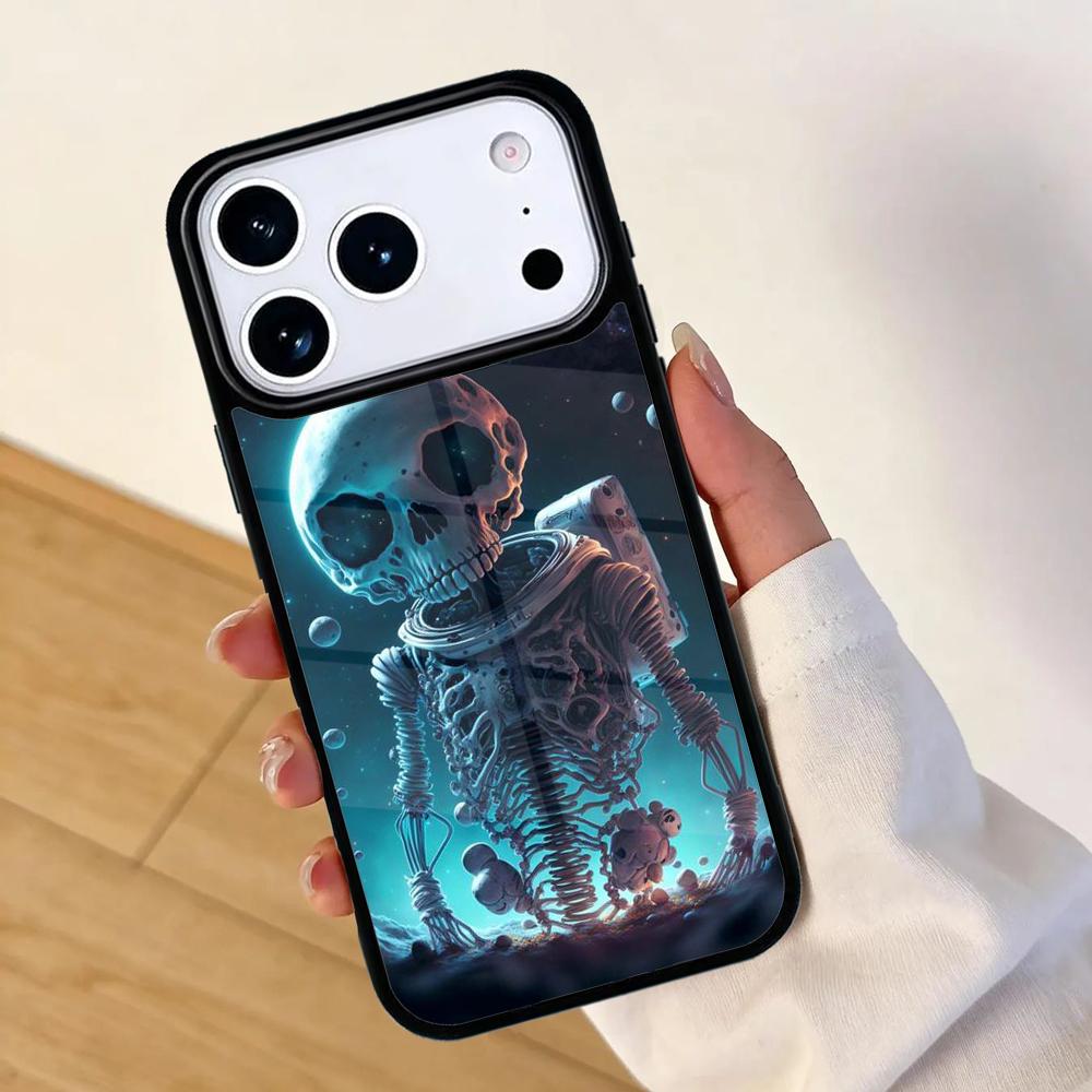 Skull Space Hair Phone Case For Apple iPhone 17 air 16 Pro Max 15 Pro Max 14 13 12 11 Mini Back Cover