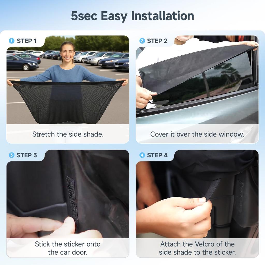 [Upgraded] DMJN Car Window Shade For Baby, [Nano-Ice-Crystal Coating] Efficient Block UV & Scorching Sun, Easy To Tall Side Automobile Privacy Shade