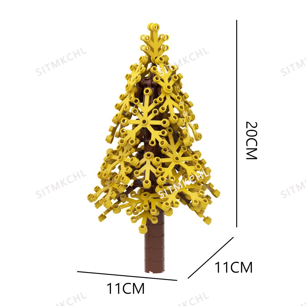 DIY Pine Tree Model Kit - Snowy Christmas Tree Street Forest Compatible with Building Blocks & Assemble Particles
