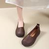 Fashion New Women's Soft Leather Ballet Flats Foldable Soft Sole Short Square Toe Granny Shoes Retro Versatile Trendy Shoes for Women