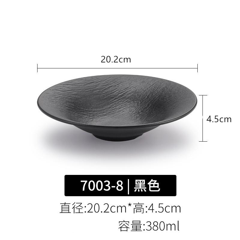 Black Textured Melamine Plates Food Grade Unbreakable Dinner Plates Heat Resistant Salad Dessert Plates Home Kitchen Tableware