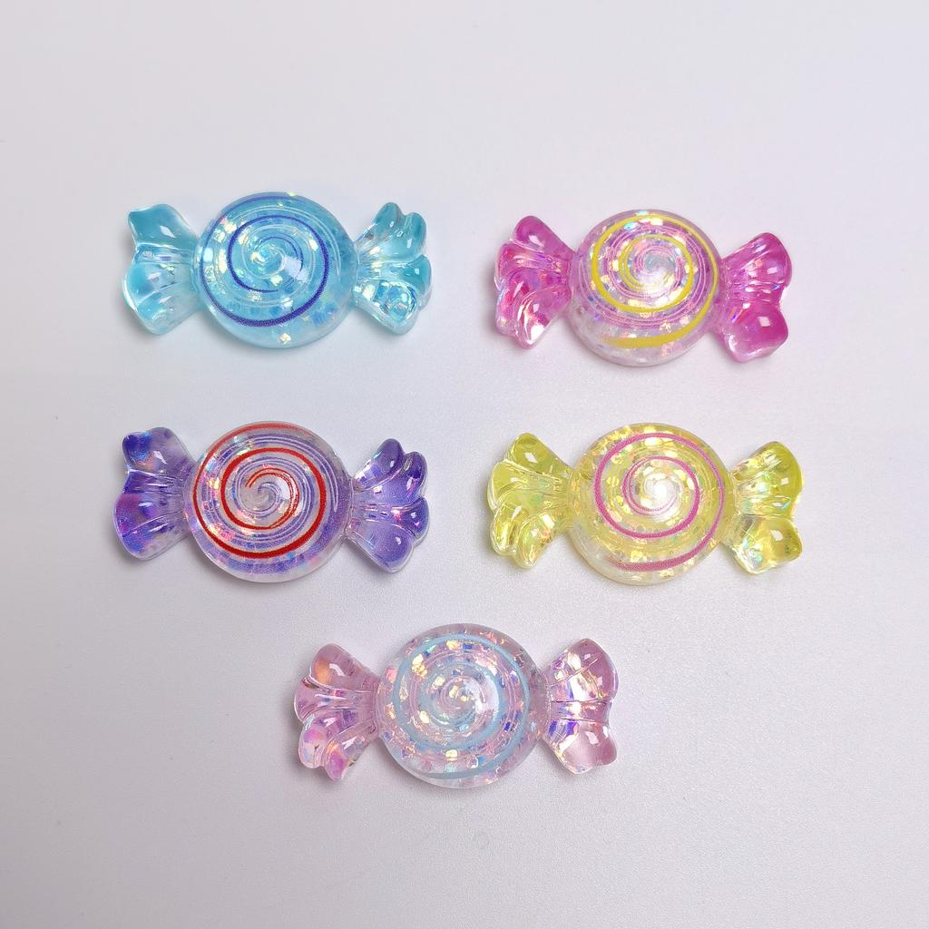 100pcs Transparent Kawaii Simulation Candy Resin Cabochon Mini Food Flatbacks DIY Embellishments for Doll House Decoration