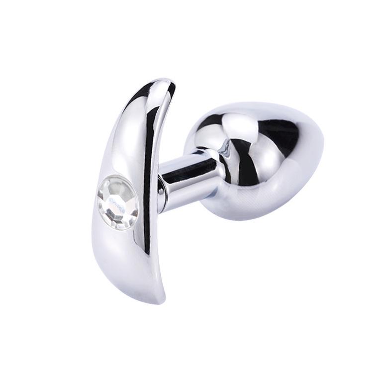 Metal G-Spot Butt Plug with Diamond Accents for Self-Pleasure