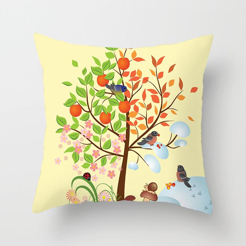 Love Tree Square Pillowcase Car Sofa Office Chair Pillowcase Simple Home Decor Ornaments