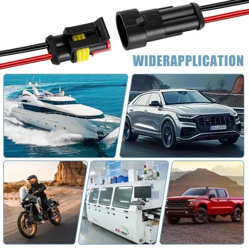 Waterproof 2 Pin Wire Connectors - 20 AWG Automotive Connector Kit for Car, Truck, Motorcycle, and Marine Boat