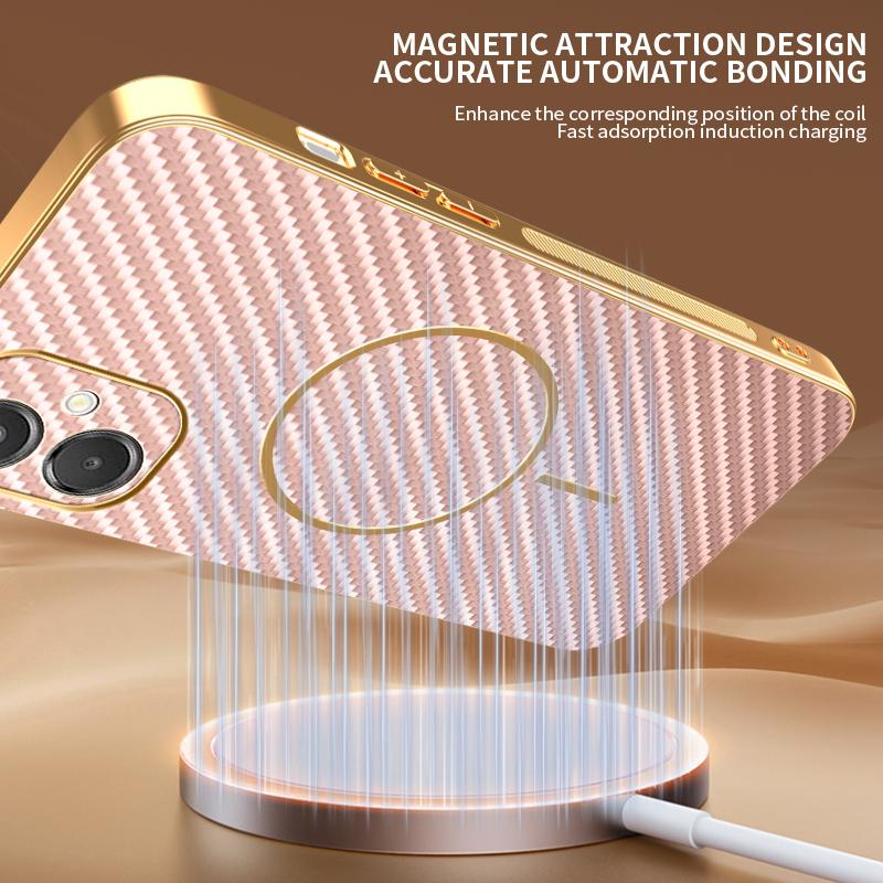 Phone Case For Samsung Galaxy A06 5G/F06 5G/M05 4G/M06 5G Carbon Fiber Textured Electroplated TPU Back Cover