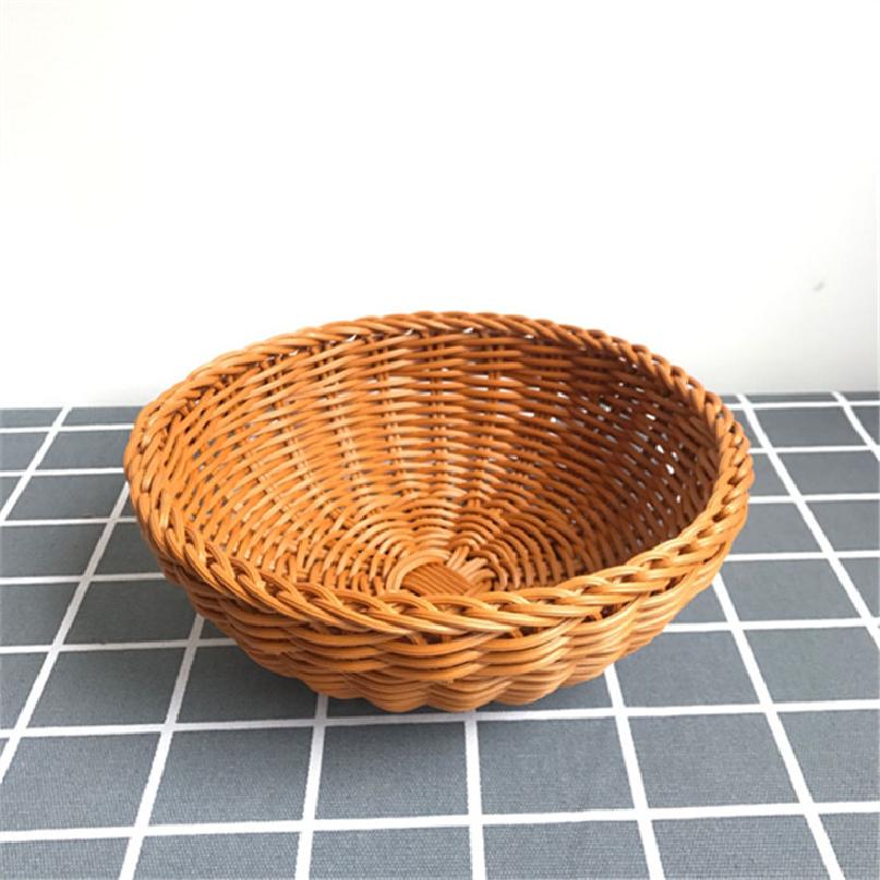 New Hardness Rattan Wicker Woven Serving Baskets Household Useful Handwoven Bread Fruit Vegetables Basket Rattan Basket