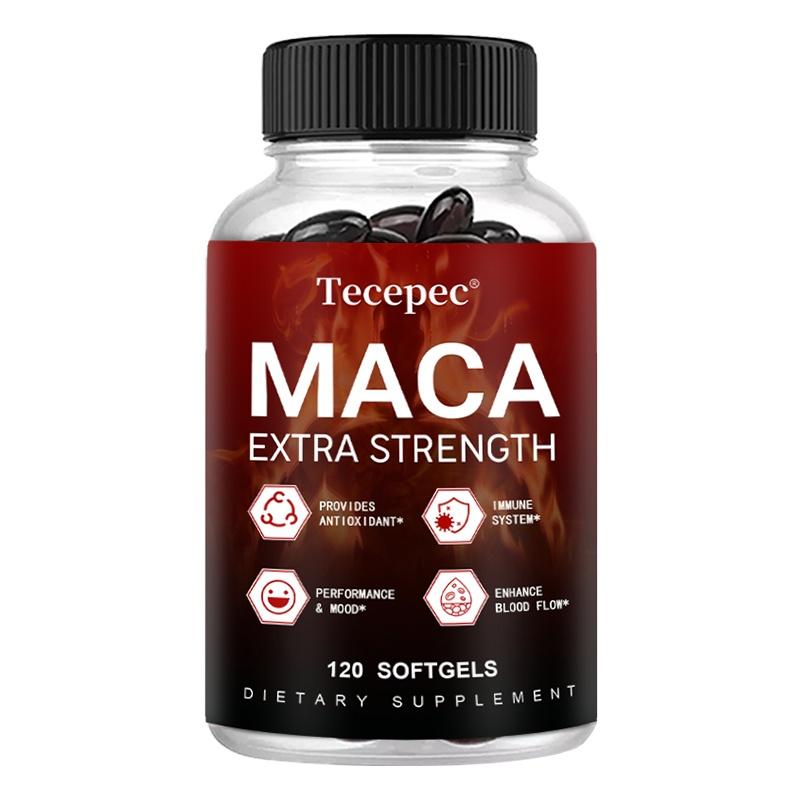 Tecepec Maca Extra Strength Supplements 8050mg with Ashwagandha, Ginger, Tribulus, Shilajit, Shatavari & Black Pepper, 120 Softgels