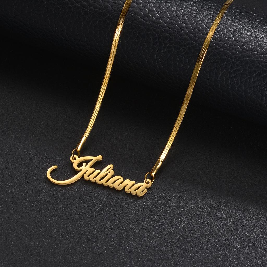 Atoztide Custom Name Necklace for Women 4mm Blade Chain Stainless Steel Jewelry Nameplate Choker Personalized Birthday Gift