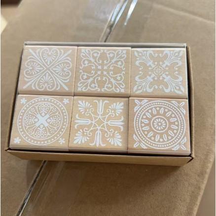 

Korean Kawai Stationery Classic Wooden Retro Square Lace Seal 2 Series Set Seals Office School Supplies Teacher Lovely Gift
