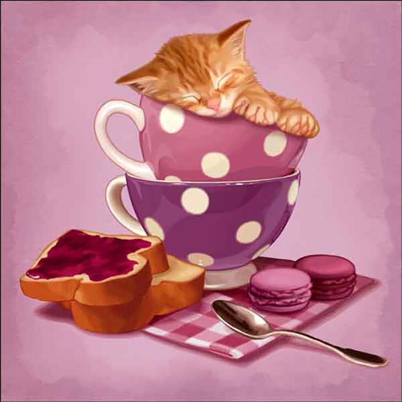 DIY 5D Malowanie Diamentami Śliczny Kot Diamentowa Sztuka Haft Zwierzęcy Ścieg Krzyżykowy Cyrkonie Pełna Okrągła Wiertarka Dekoracja Domu Prezent