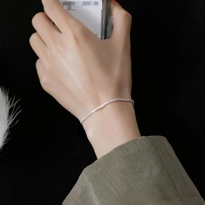 Silver Plated Simple Shiny Chain Bracelet For Women Minimalist Adjustable Charm Bracelet Wedding Party Jewelry Girl Gift