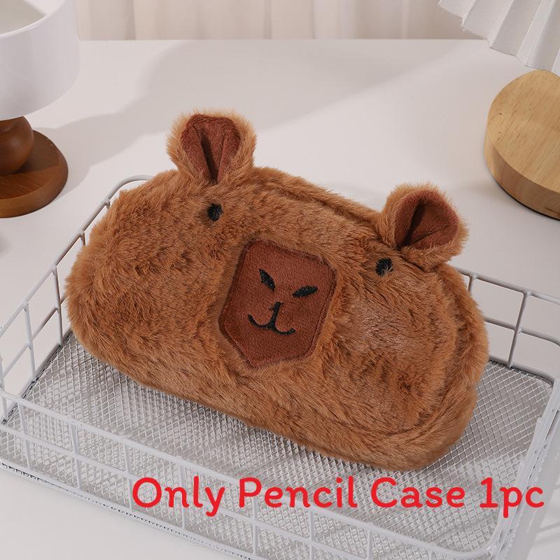 Capybara Plush Pencil Case With Large Capacity And Cute Cartoon Design For Kids And Teens