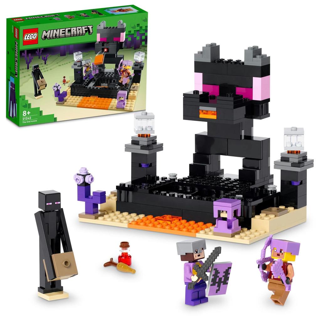 Zabawka LEGO Minecraft Arena Końca - Idealny Prezent na Urodziny, Boże Narodzenie, dla Chłopców, Dziewczynek, Dzieci w Wieku 8, 9, 10 Lat, Uczniów Szkoły Podstawowej - Minecraft Dobry