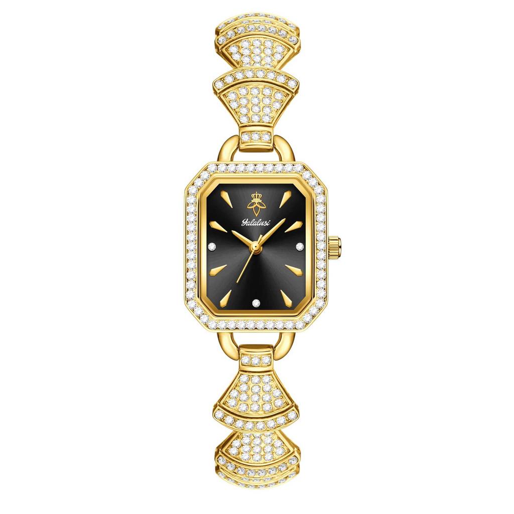 Diamond-Encrusted Square Plate Women'S Watch Light Luxury Bead Gold Women'S Watch Waterproof Temperament Women'S Premium Watch