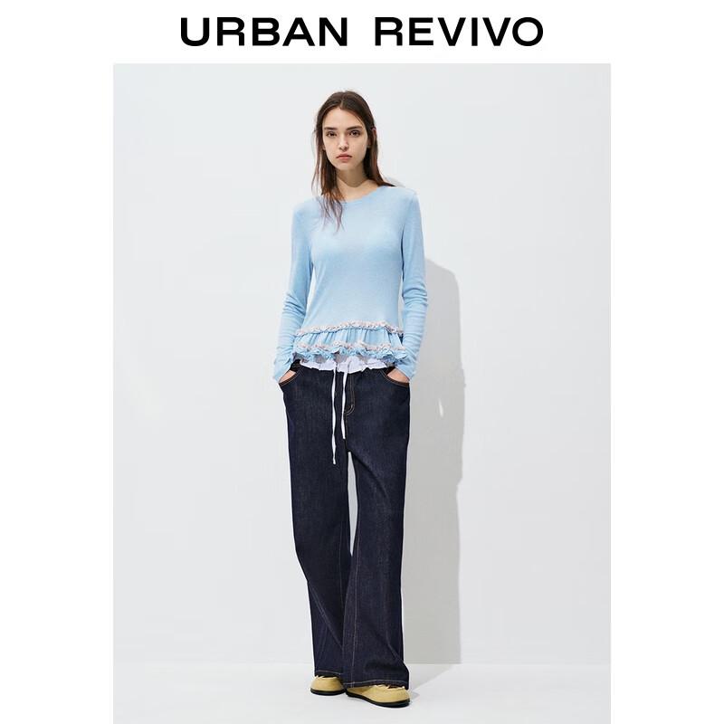 

Женские джинсовые брюки UR с цветными блоками, полосками и завязкой на талии 30