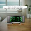 1pc LED Curved Screen Mirror Alarm Clock, Clear Large Screen Clock, Snooze Mode and Automatic Half Light Mode, DC Plug-in Use