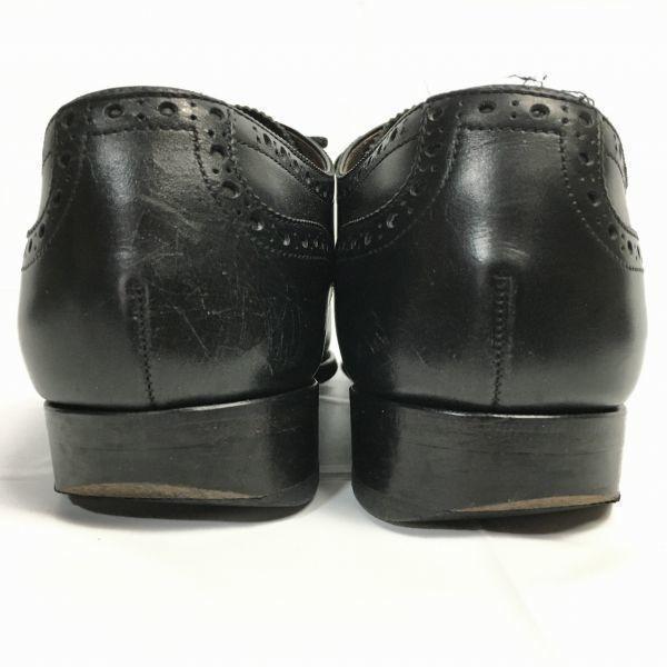 USED/Otsuka Seika/ Semi Brogue Cap Toe Business Shoes Black size 8.5 26.5-27.0 Men's Made in Japan