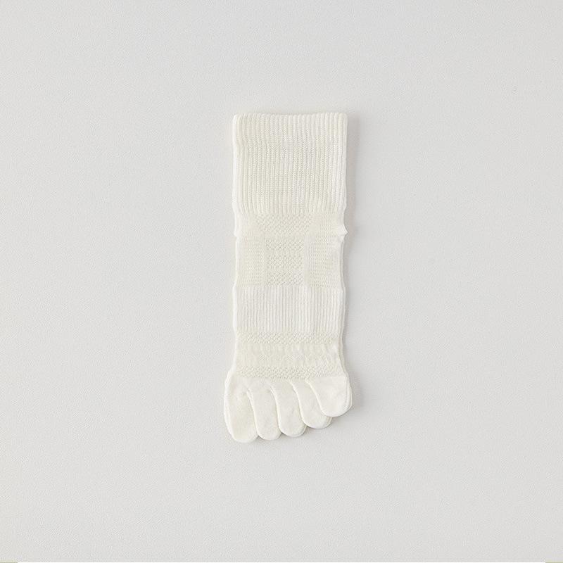 Women Summer Thin Mesh Breathable Pure Color Sweat Absorbent Boneless Short Five Finger Socks