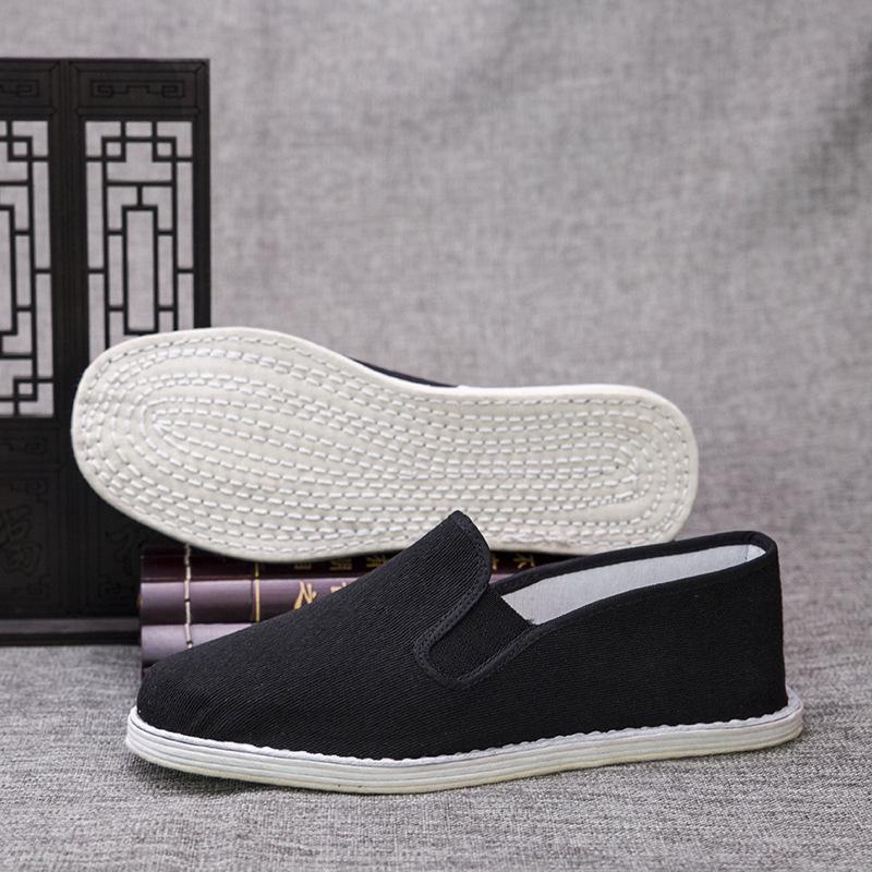 Winter herenschoenen stoffen schoenen herenschoenen ademende rundpees zool hoge top seizoen fluweel zwart katoenen schoenen